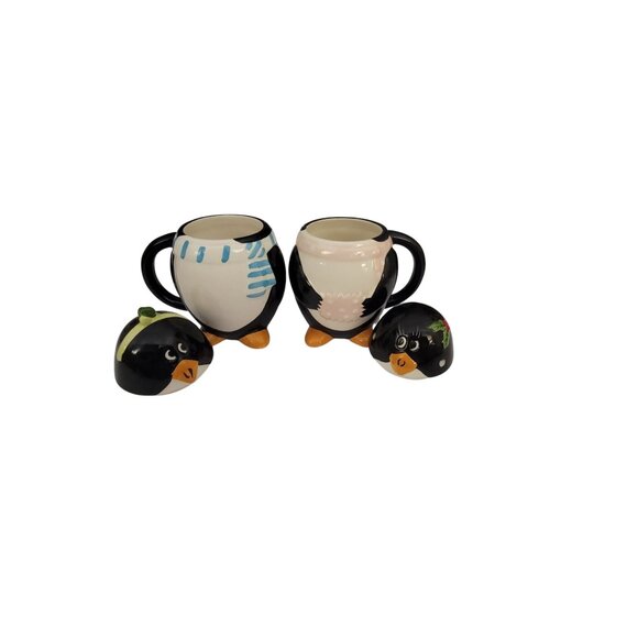 Whimsical Penguin Mug Set with Removable Heads, Ceramic, Pair, Novelty Animal Co - Picture 7 of 8